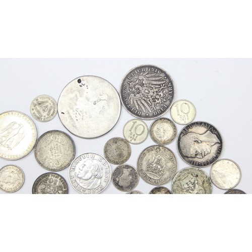 1254 - A large qty of assorted mixed world and British coins, all with silver content, 19th & 20th century,... 