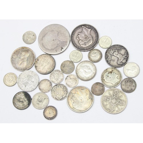 1254 - A large qty of assorted mixed world and British coins, all with silver content, 19th & 20th century,... 