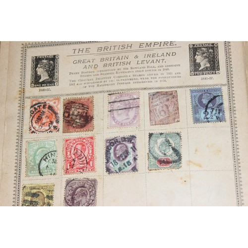 586 - An early 20th century Rowland Hill stamp album and contents to inc British Empire to inc India and S... 