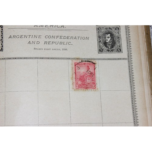 586 - An early 20th century Rowland Hill stamp album and contents to inc British Empire to inc India and S... 