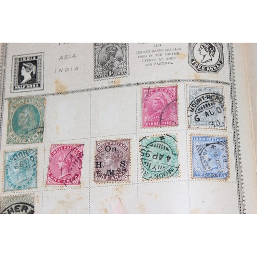 586 - An early 20th century Rowland Hill stamp album and contents to inc British Empire to inc India and S... 