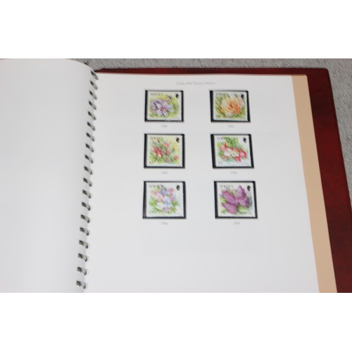 583 - Stamps - Large qty of mixed stamps to include Jersey stamps in red Stanley Gibbons album, Great Brit... 