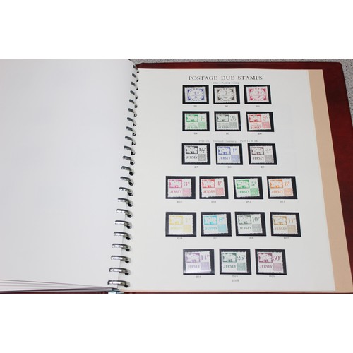 583 - Stamps - Large qty of mixed stamps to include Jersey stamps in red Stanley Gibbons album, Great Brit... 