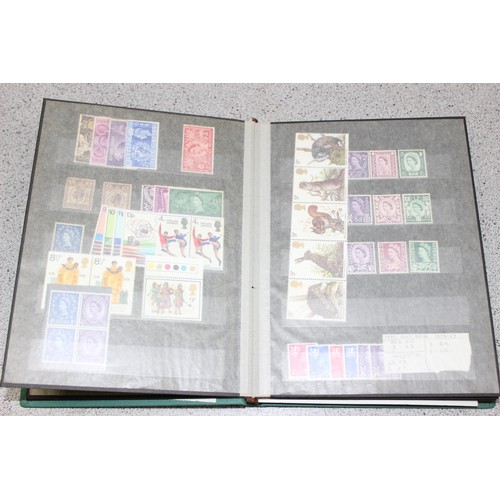 583 - Stamps - Large qty of mixed stamps to include Jersey stamps in red Stanley Gibbons album, Great Brit... 