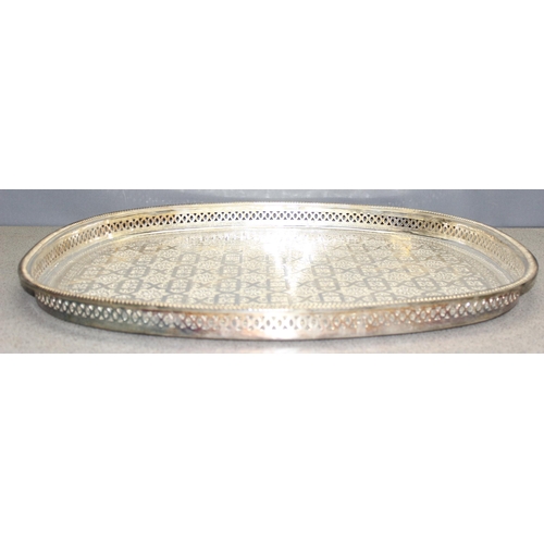 1079 - A large decorative Moroccan silver plated serving tray, approx 58cm x 50cm, approx 2.5kg gross