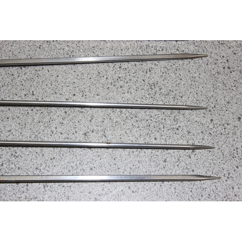 1081 - A set of 8 vintage German made steel and brass meat skewers, each approx 30cm long