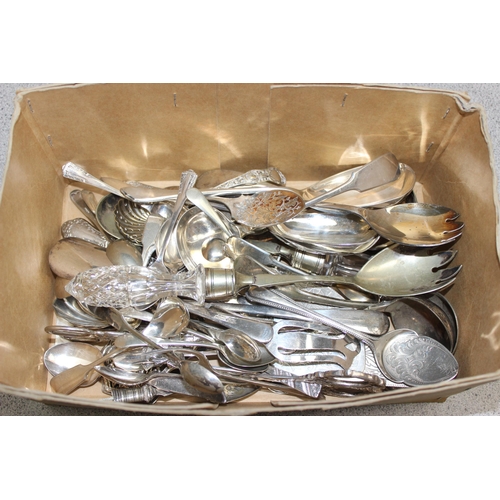 1099J - Mixed lot flatware, mostly silver-plate, approx 2.2kg gross