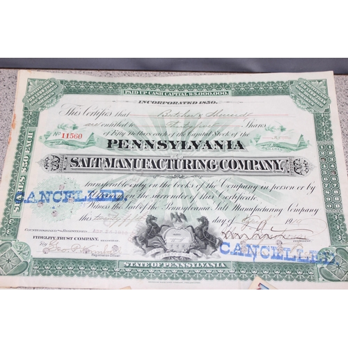 1299W - Qty of assorted mixed world banknotes and a vintage share certificate