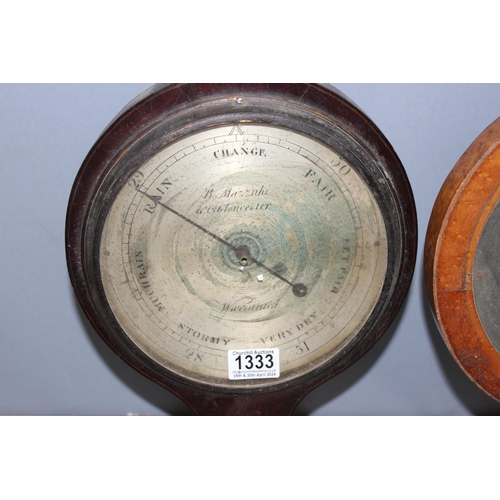 1333 - A 19th century banjo wall barometer by  K. Mazzuchi & Co of Gloucester and a similar antique mahogan... 