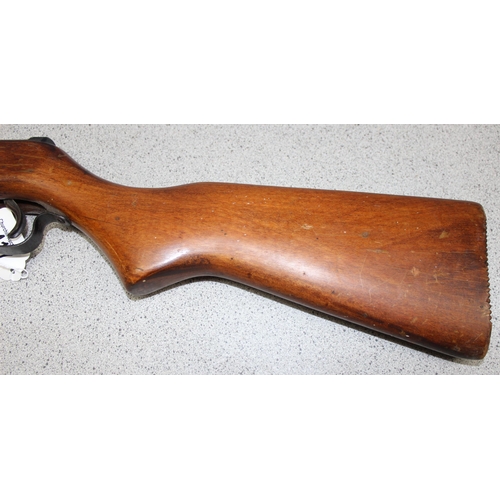 1417 - Vintage .22 air rifle with wooden stock, seemingly unmarked