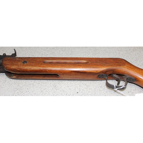 1417 - Vintage .22 air rifle with wooden stock, seemingly unmarked