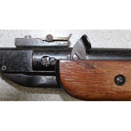 1417 - Vintage .22 air rifle with wooden stock, seemingly unmarked