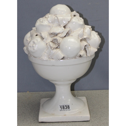 1838 - A ceramic fruit centrepiece display with white glaze finish, approx 35cm H