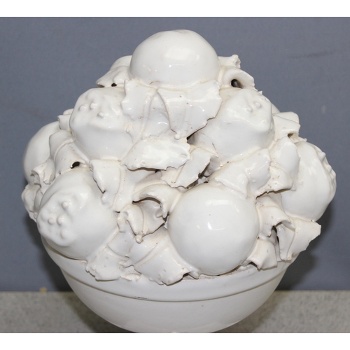 1838 - A ceramic fruit centrepiece display with white glaze finish, approx 35cm H