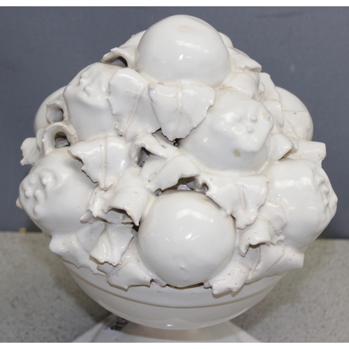 1838 - A ceramic fruit centrepiece display with white glaze finish, approx 35cm H