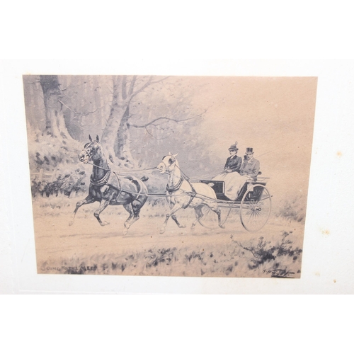 499M - Pair of antique photographic prints in frames of horse and carts, approx 30 x 25cm