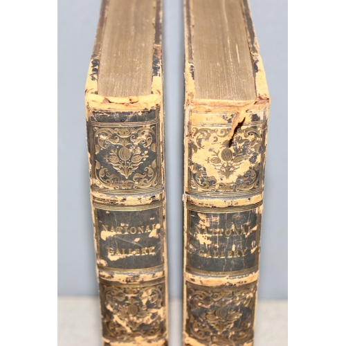 572 - 2 antique half leather bound books entitled 'The National Gallery of Pictures of the Great Masters'