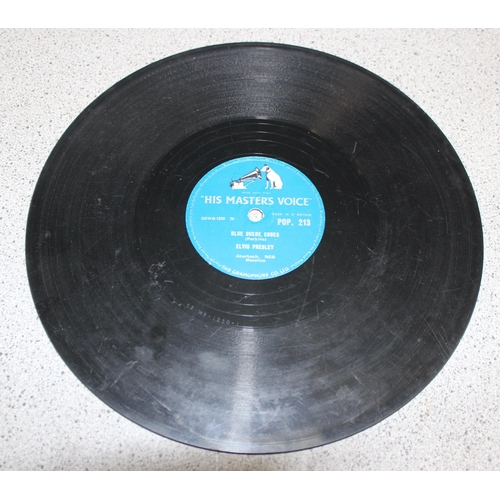 611 - 3 x Elvis Presley 78rpm vinyl records incl Blue Suede Shoes/Tutti Frutti, Love Me/Mystery Train, and... 