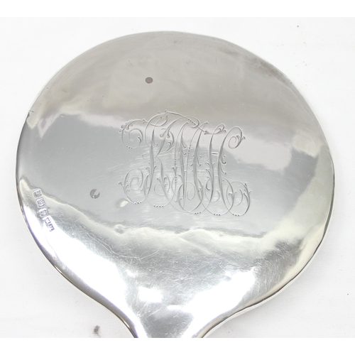 1099O - Vintage silver backed hand mirror, Birmingham 1909 by Henry Matthews, approx 26cm tall