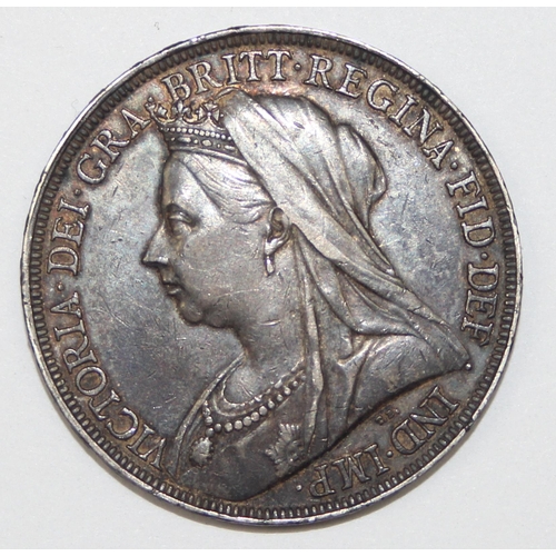 1200 - Queen Victoria 1895 silver crown coin, high grade but toned