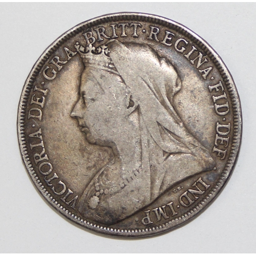 1201 - Queen Victoria 1897 silver crown coin, toned