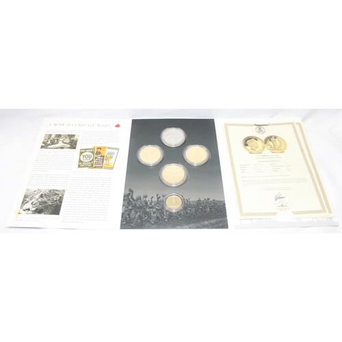 1250A - The London Mint Office, A War to End all Wars, five coin set to include The WW I Centenary Lone Sold... 