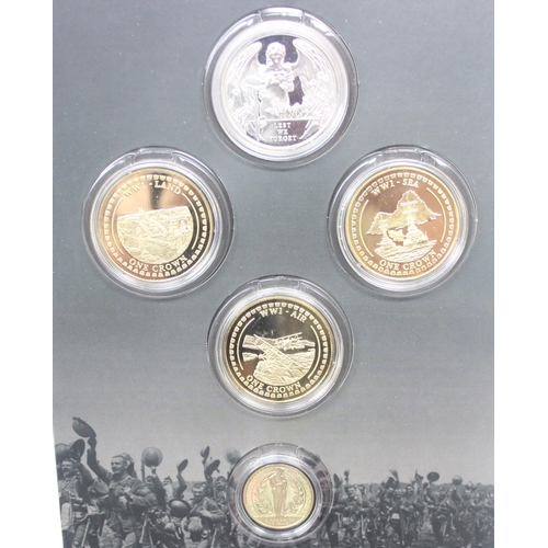 1250A - The London Mint Office, A War to End all Wars, five coin set to include The WW I Centenary Lone Sold... 