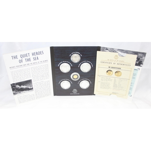 1250B - London Mint Office - The Battle Of The Atlantic 1939-1945, 2016. A six coin set comprising a 24ct go... 