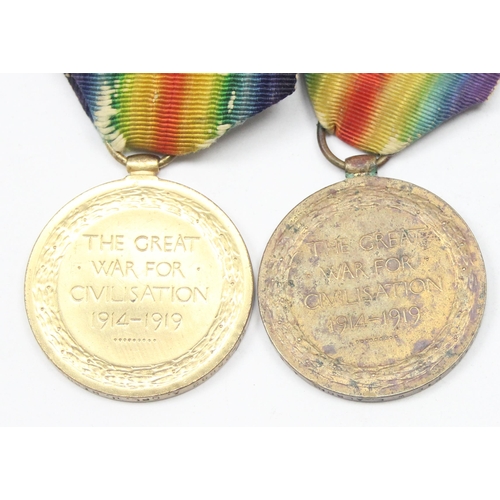 1421 - 2 WWI Victory medals awarded to M-305429 Pte W.E. Albon ASC & SE-25892 A. Cpl J Hird AVC