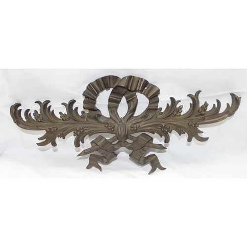 1839 - An unusual antique bronze decorative bow adornment, possibly off a piece of furniture approx 45cm