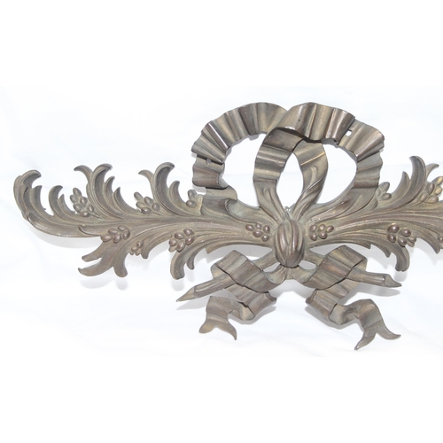 1839 - An unusual antique bronze decorative bow adornment, possibly off a piece of furniture approx 45cm