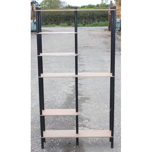 58 - A large retro room divider shelving unit, seemingly unmarked, approx 93cm wide x 26cm deep x 185cm t... 