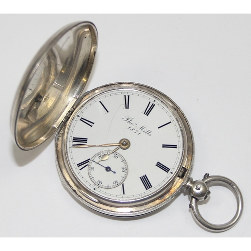 1338 - An antique silver case full hunter pocket watch with fusee movement, London 1870, movement marked fo... 