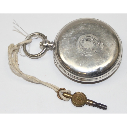 1339 - An antique silver cased open face pocket watch with fusee movement, London 1869, movement marked for... 