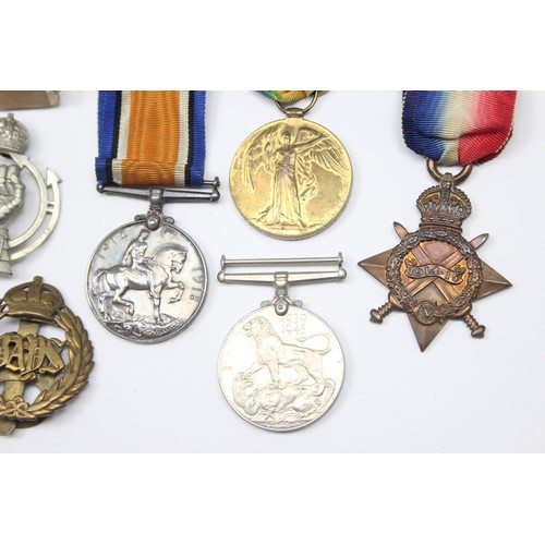 1400 - WWI and WW2 family medal group, WWI trio to 1923 Private J. Crawley of the Staffordshire Yeomanry an... 