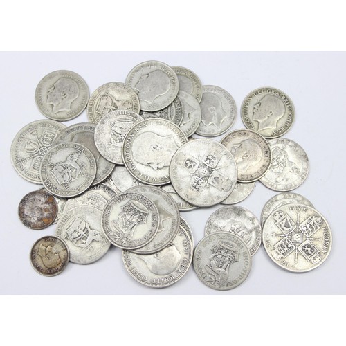 1205 - A large qty of assorted British half silver coins, George V & George VI, all 0.500 silver, florins d... 