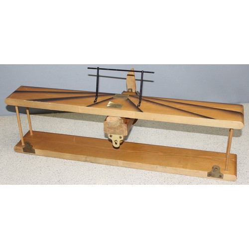 81 - Pine coffee table or stand and plane shaped wall shelf, table approx 57cm wide x 57cm deep x 53cm ta... 