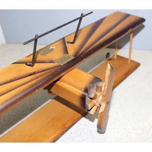 81 - Pine coffee table or stand and plane shaped wall shelf, table approx 57cm wide x 57cm deep x 53cm ta... 