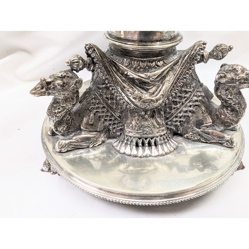 1099V - A highly decorative 19th century silver plated epergne centrepiece base decorated with camels, appro... 