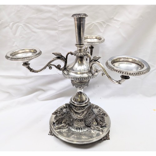 1099V - A highly decorative 19th century silver plated epergne centrepiece base decorated with camels, appro... 