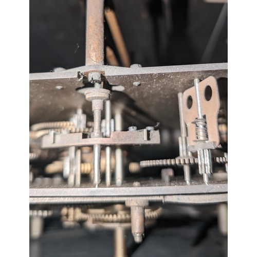 1312 - A large early 20th century grandfather clock with oak dome topped case, silvered dial and mechanical... 