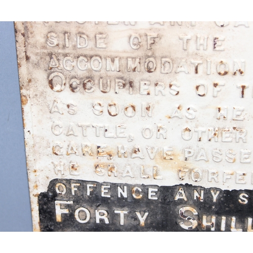 707 - Original cast iron London & North Western Railway penalty notice sign in black and white, dated 1883... 