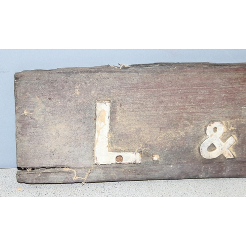 708 - Original wooden London & North Western Railway sign, metal letters on wood backing, approx 84 x 18cm