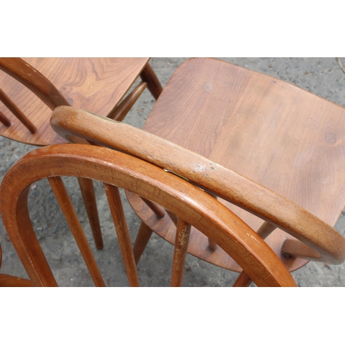 1 - A set of 4 retro Ercol hoop back dining chairs, approx 85cm tall