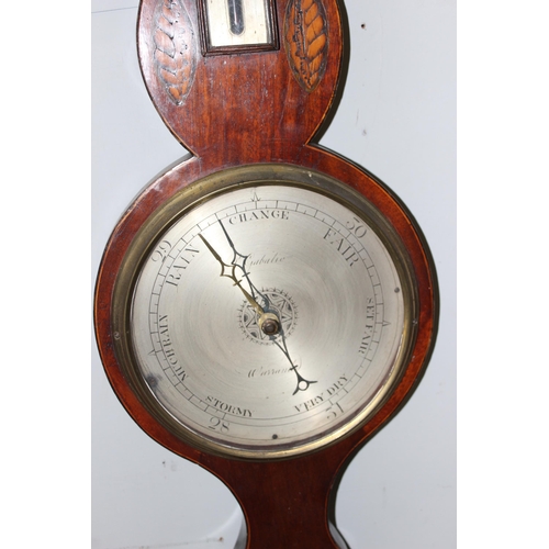 1307 - An antique mahogany cased wall barometer, approx 100cm tall