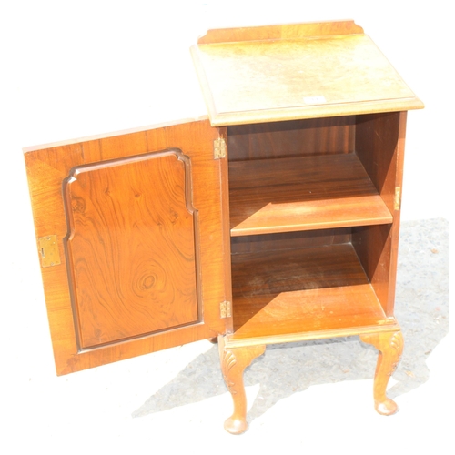 14 - A vintage walnut pot cupboard or bedside table, approx 40cm wide x 40cm deep x 75cm tall