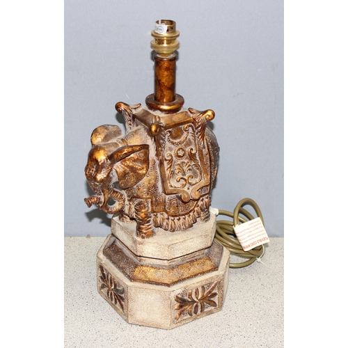 237 - Decorative elephant table lamp base, approx 38cm H