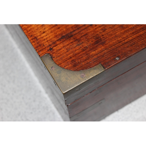 272 - An antique mahogany writing slope with brass bound corners, approx 40cm wide