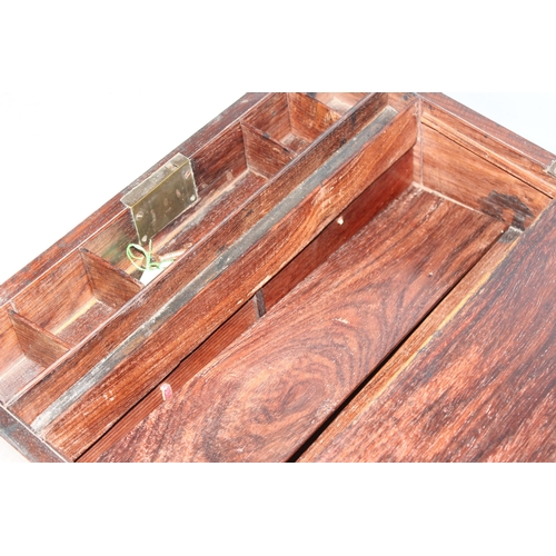 272 - An antique mahogany writing slope with brass bound corners, approx 40cm wide