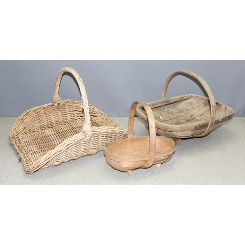 273 - 2 garden trugs and a wicker flower basket (3)